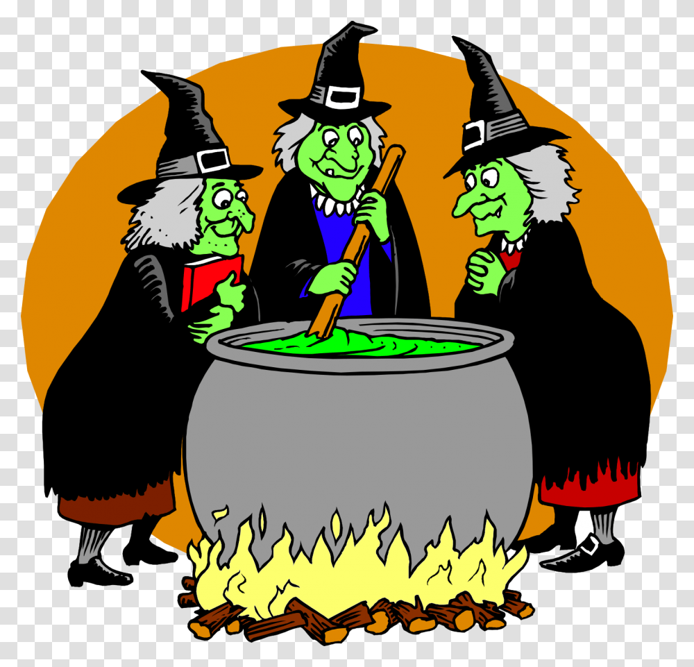 Witch Cauldron Clipart Witches Around A Cauldron, Person, Performer, Poster, Crowd Transparent Png
