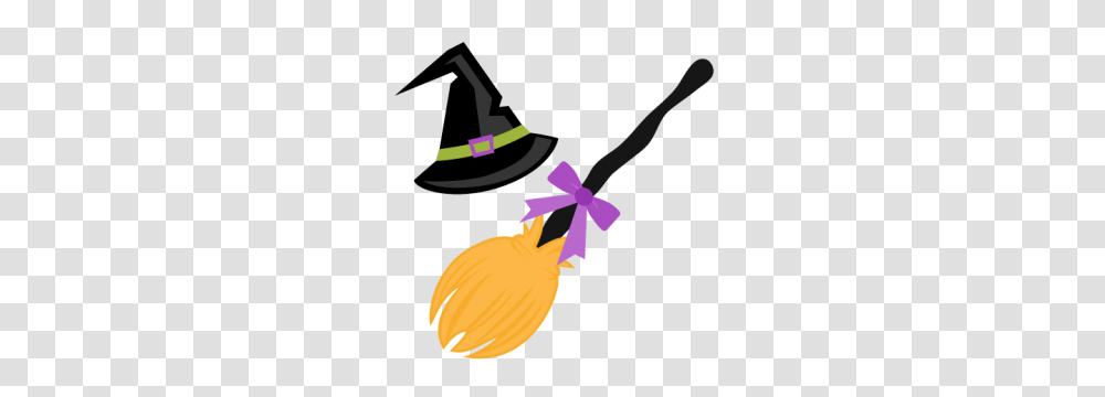 Witch Hat And Broom Scrapbook Cute Clipart, Animal Transparent Png