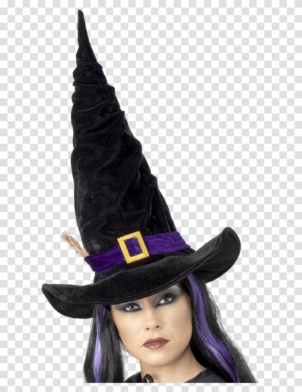Witch Hat With Twig Hat, Clothing, Apparel, Person, Human Transparent Png