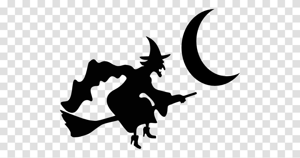Witch Moon Silhouette Clip Art, Stencil, Ninja, Horse, Mammal Transparent Png