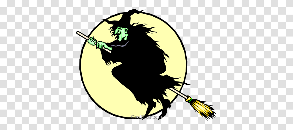 Witch On A Broomstick Royalty Free Vector Clip Art Illustration, Person, Human, Bird, Animal Transparent Png