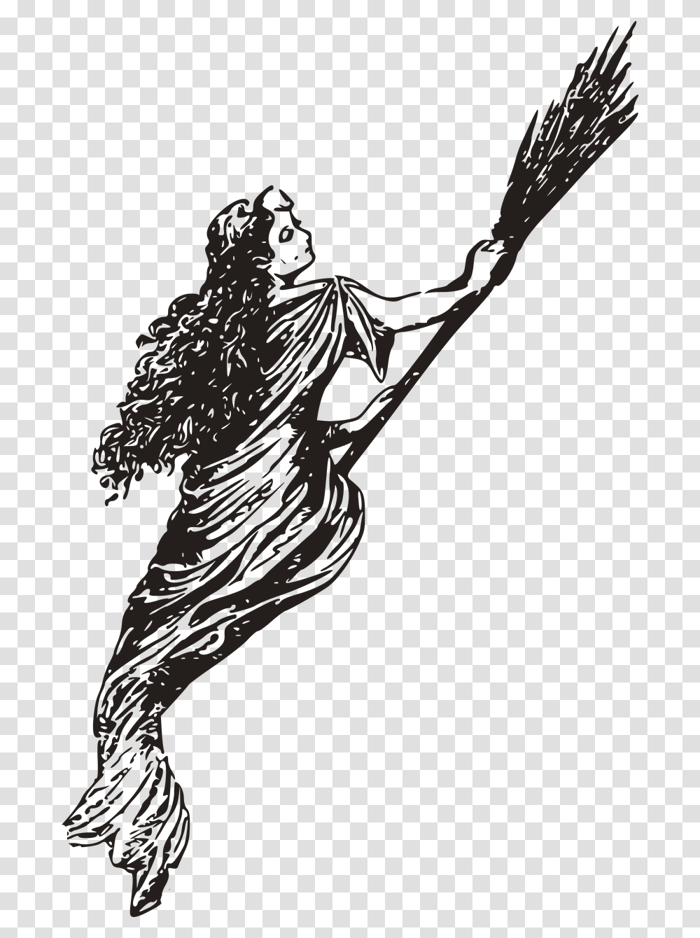 Witch On Broom Illustration, Silhouette, Bird, Leisure Activities Transparent Png