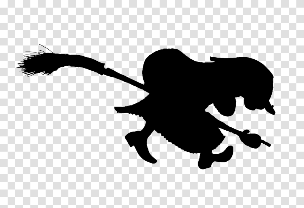 Witch On Broom Silhouette, Animal, Dog, Mammal, Amphibian Transparent Png