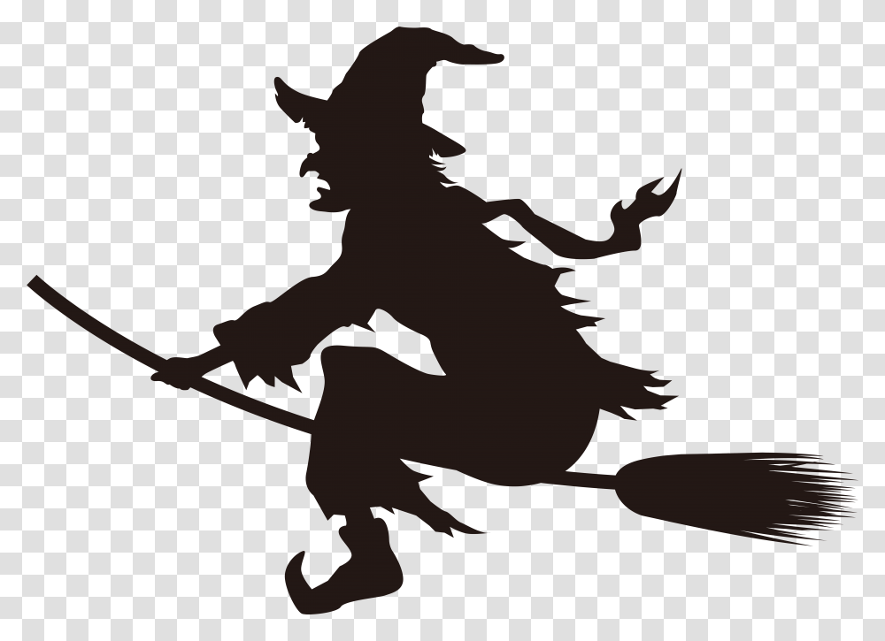 Witch On Broom, Silhouette, Person, Human, Cupid Transparent Png