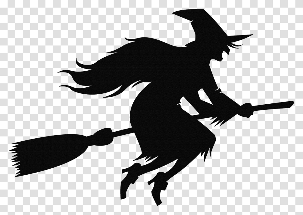 Witch's Broom Witchcraft Halloween Background Witch, Person, Human, Stencil Transparent Png