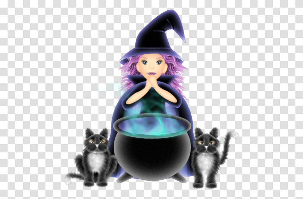 Witch With Cat Halloween Cartoon Clip Art Cute Clip Witch And Cauldron Cartoon, Pet, Mammal, Animal, Glass Transparent Png
