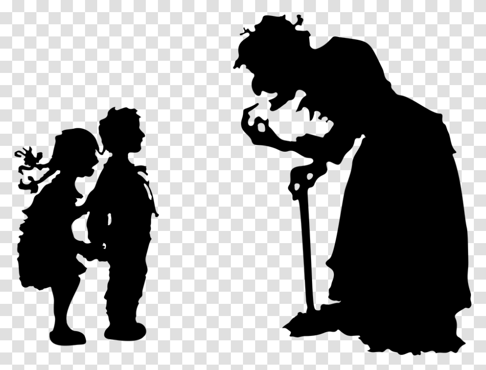Witch Woman Silhouette Hansel Gretel Children Hansel And Gretel Shadow, Gray Transparent Png