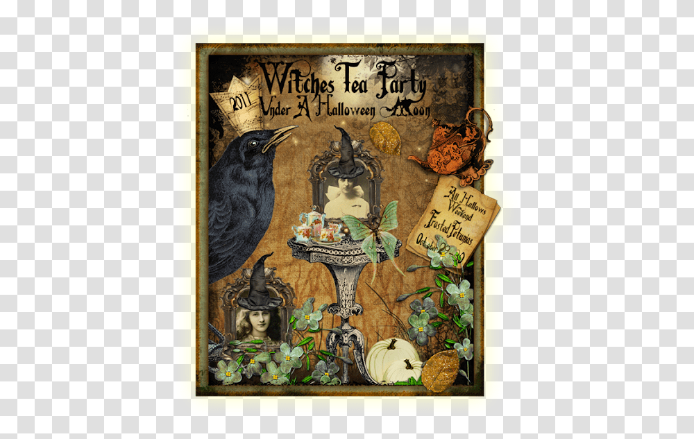 Witches Tea Party Under A Halloween Moon Halloween Witches Tea Party, Bird, Animal, Advertisement, Poster Transparent Png