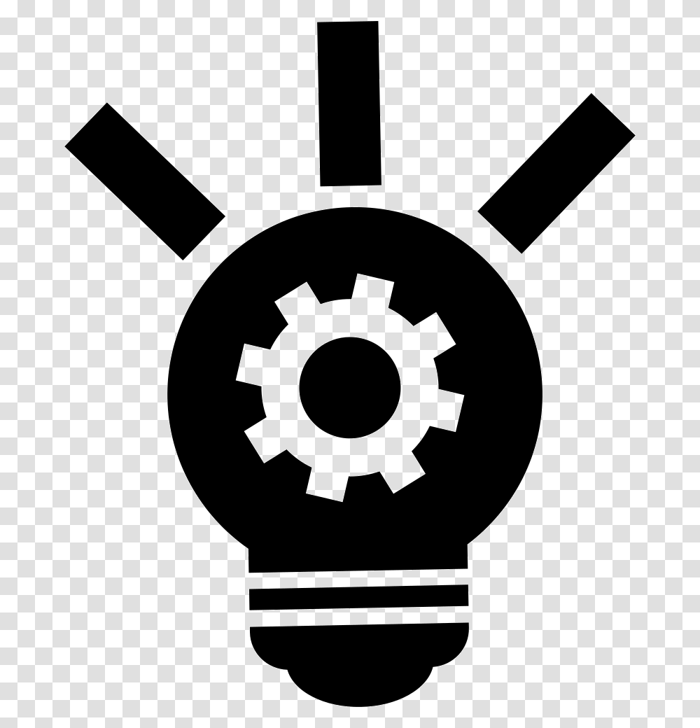 With A Inside Svg Light Bulb Gear Icon, Stencil, Lightbulb, Silhouette, Hub Transparent Png