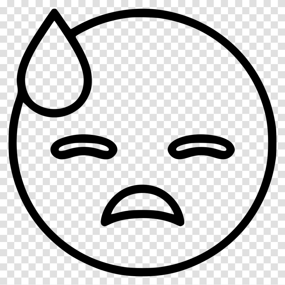 With Cold Sweat Icon Free Download, Stencil, Face, Head, Drawing Transparent Png