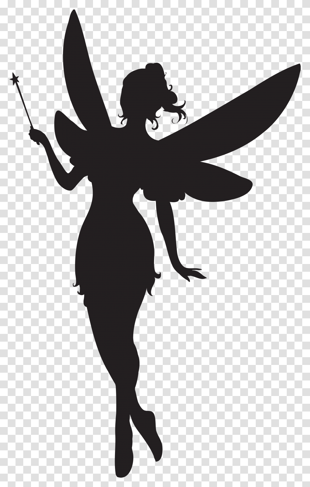 With Fairy Magic Silhouette Wand Free Download Fairy Silhouette, Person, Human, Stencil Transparent Png