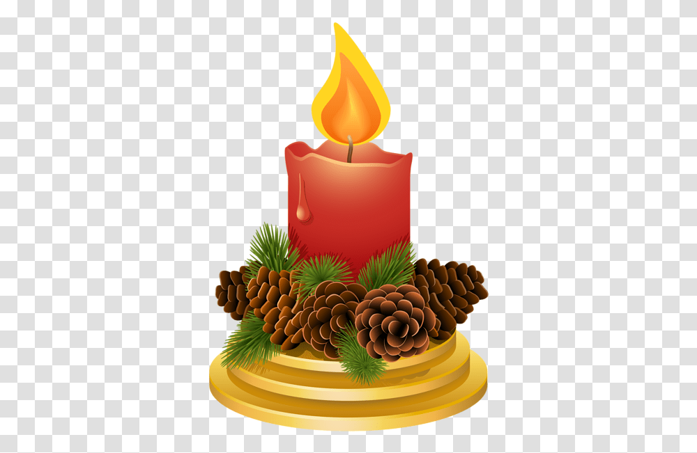 With Pinecones Clipart Image Christmas Candles, Birthday Cake, Dessert, Food Transparent Png