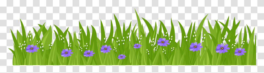 With Purple Flowers Grass With Flowers Clipart, Plant, Iris, Blossom, Vegetation Transparent Png