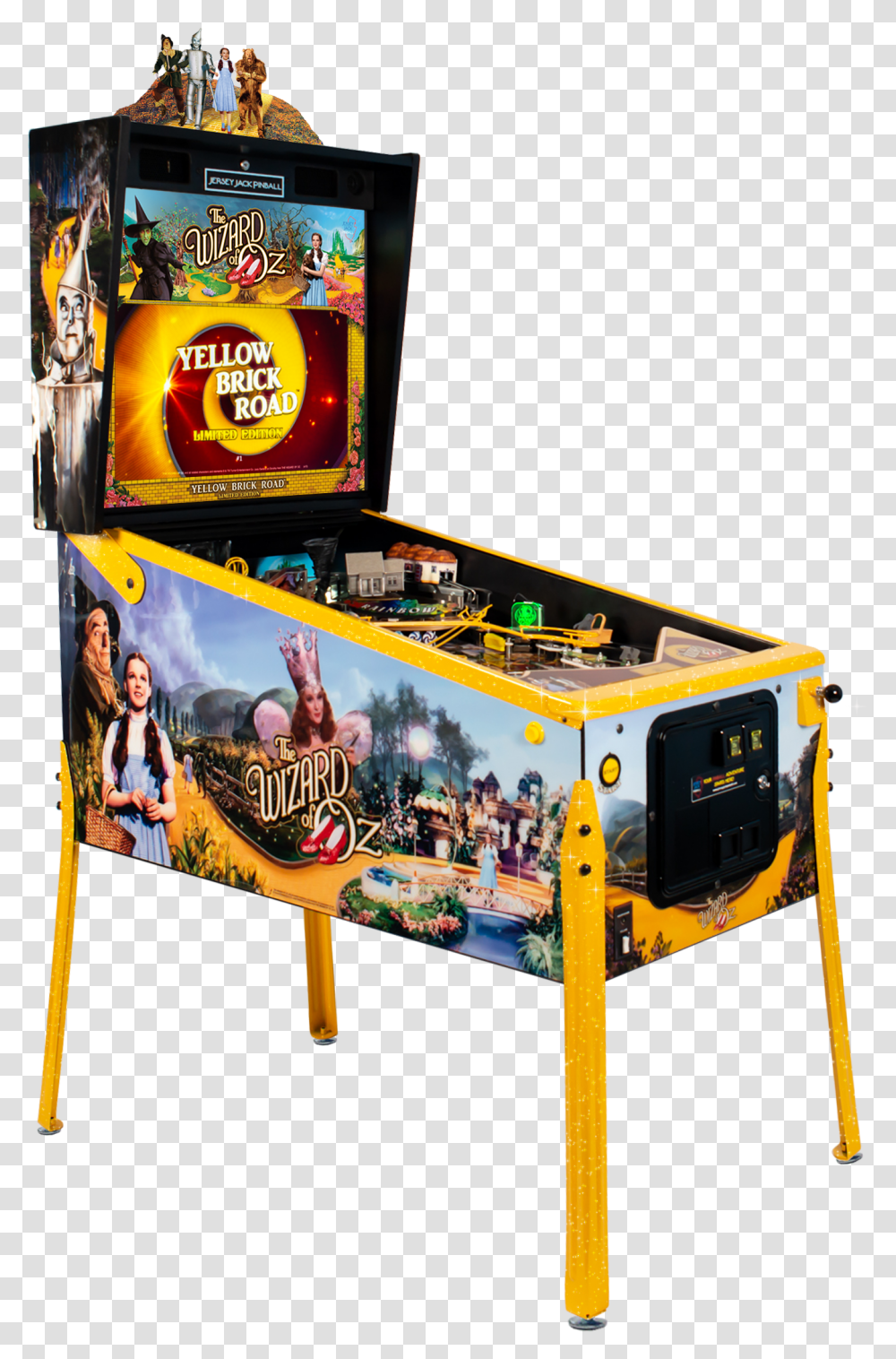 Wizard Of Oz Yellow Yellow Brick Road Pinball, Person, Human, Arcade Game Machine, Pac Man Transparent Png