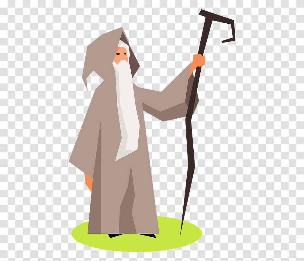 Wizard With Stick Clipart Public Domain Wizard, Sleeve, Cross, Overcoat Transparent Png