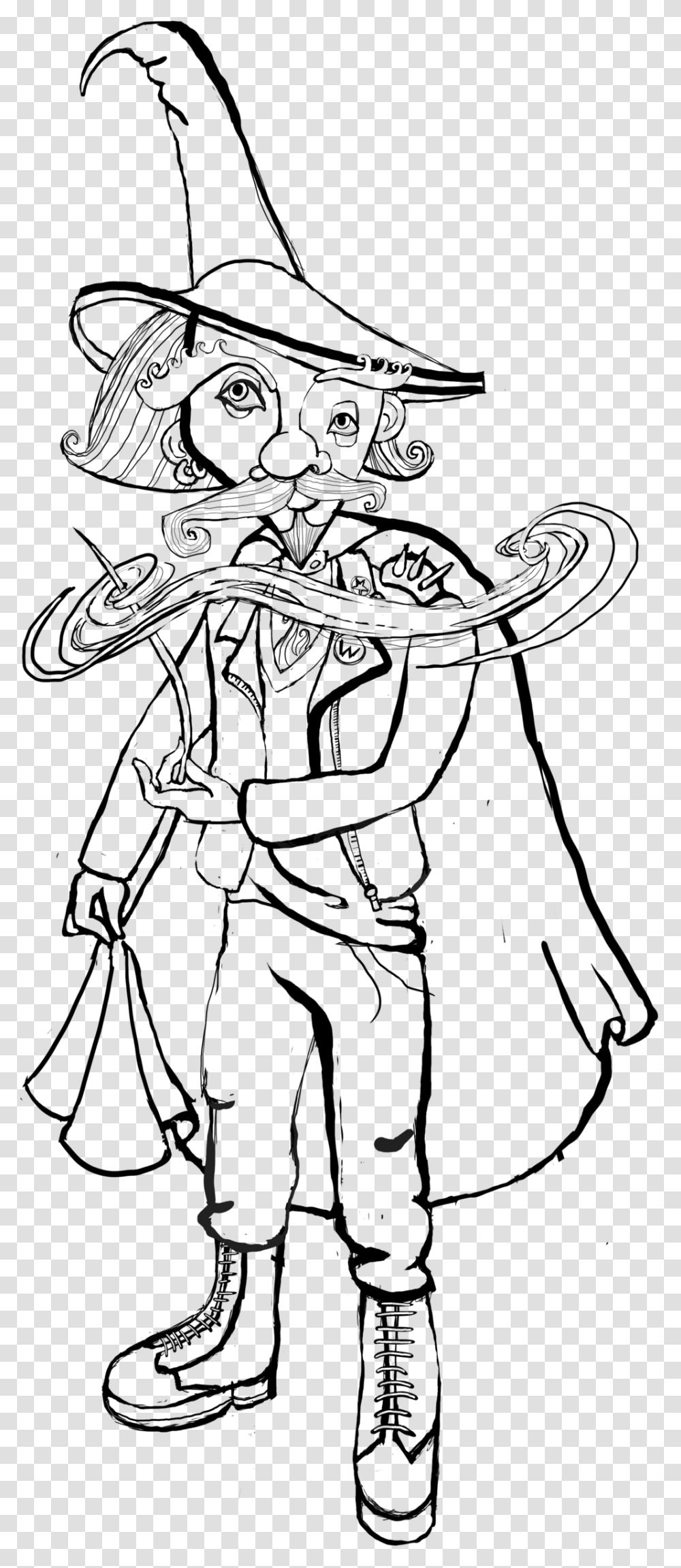 Wizard With Wand Line Art, Person, Human, Sport, Sports Transparent Png