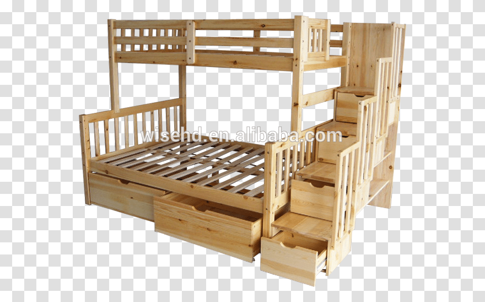 Wjz B55 Wood Kids Bunk Beds With Storage Stairs Bunk Bed, Furniture, Crib, Staircase Transparent Png