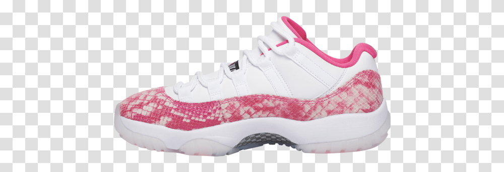 Wmns Air Jordan 11 Retro Low White Pink Snake Jordan Shirts, Shoe, Footwear, Clothing, Apparel Transparent Png