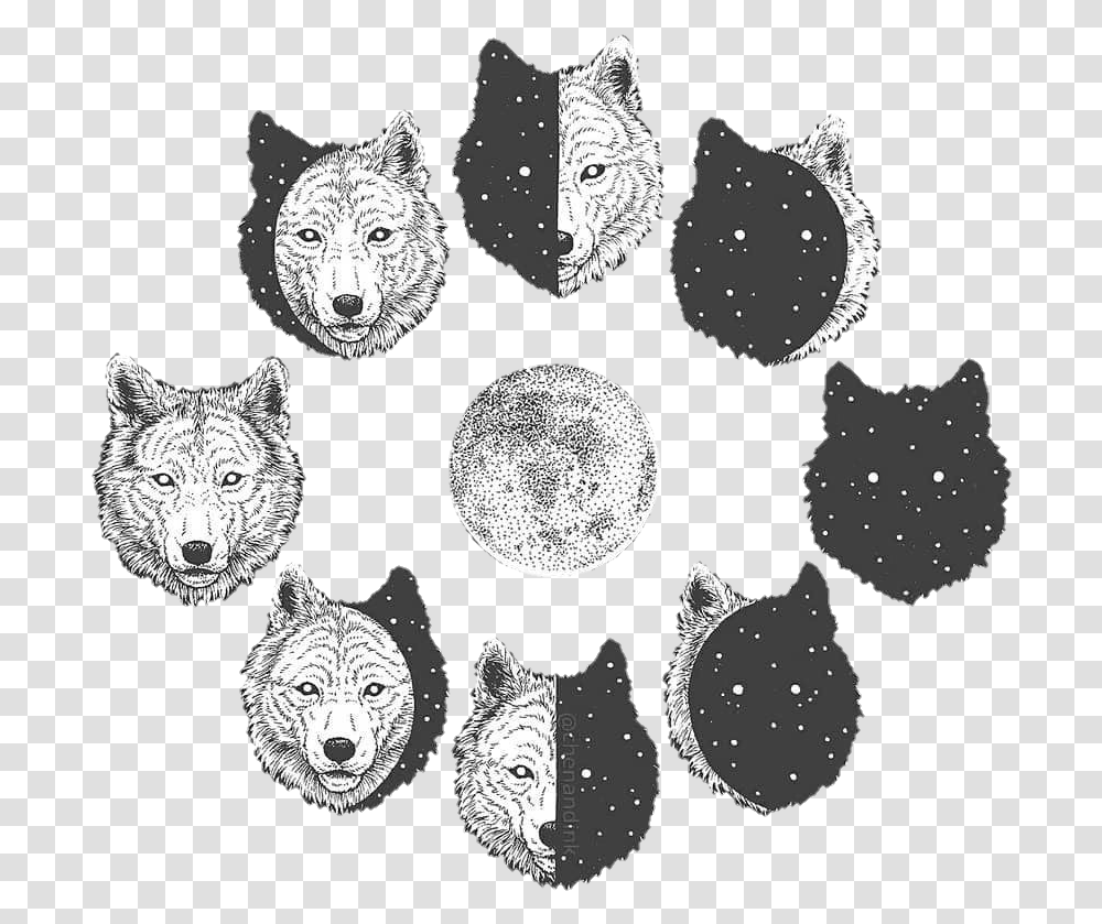 Wolf Aesthetic Tumblr Wolf And Moon Drawing, Cat, Pet, Mammal, Animal Transparent Png