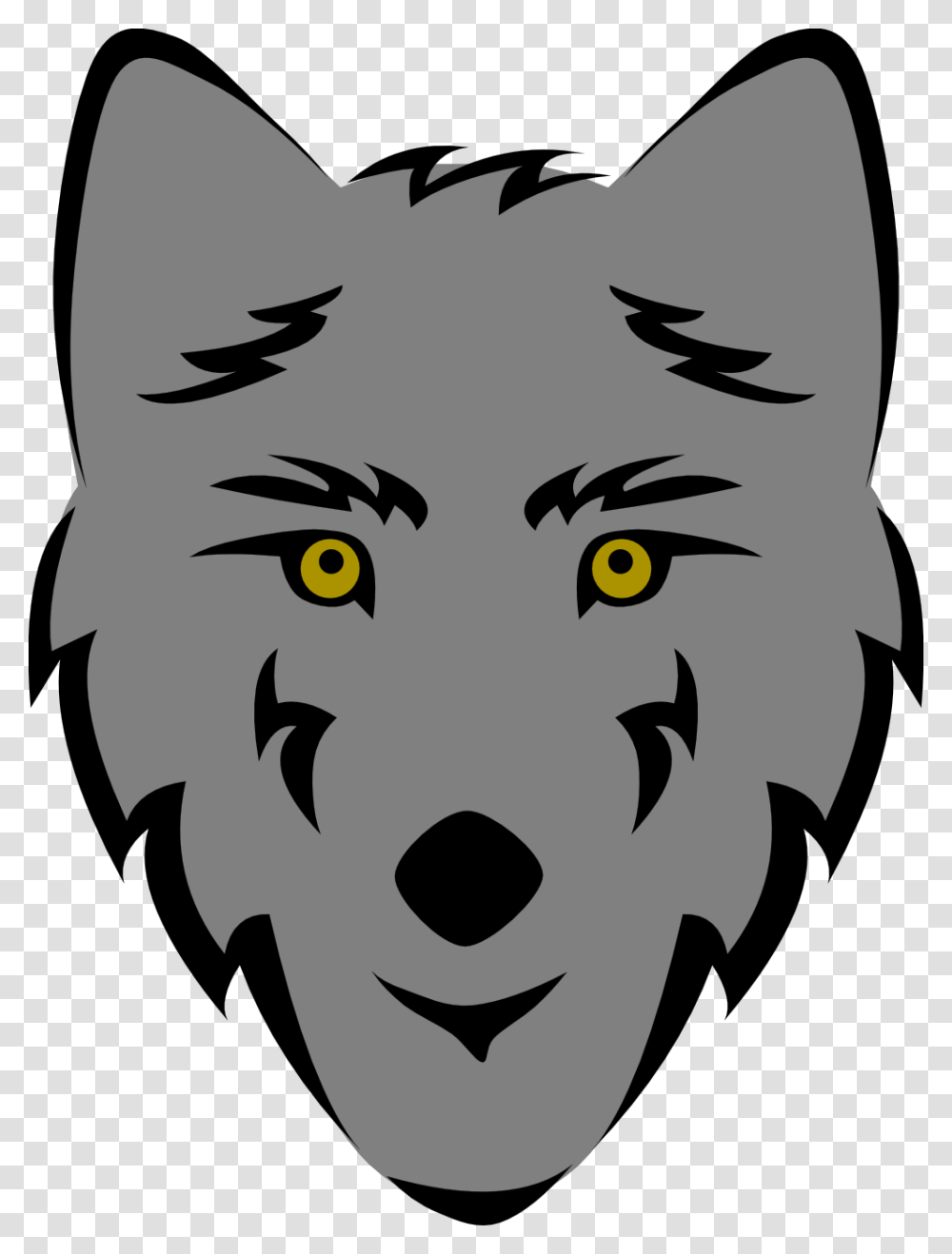 Wolf Clip Art Black And White Free, Stencil, Bird, Animal, Face Transparent Png