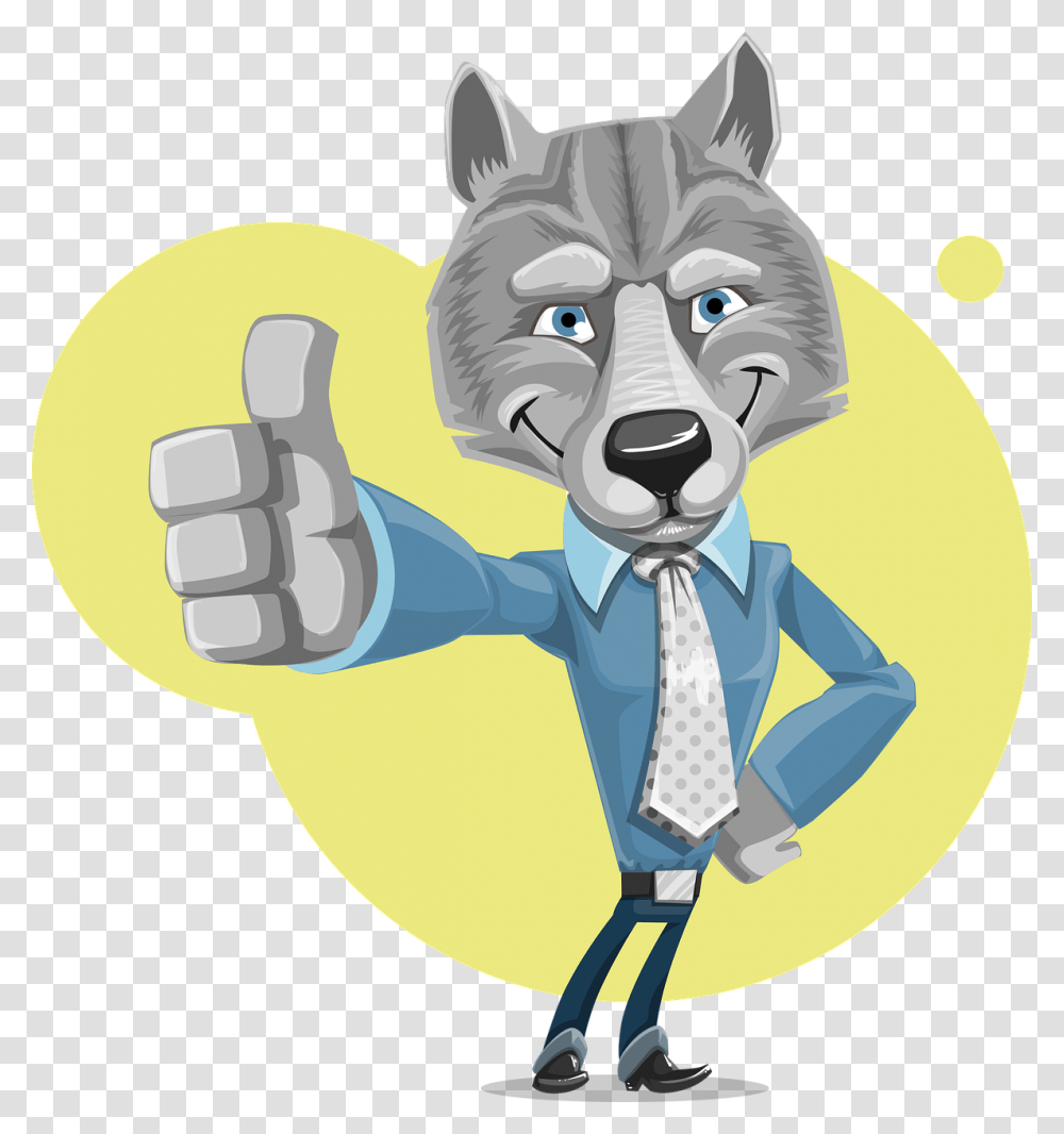 Wolf Corporate Cute Business Thumbs Up Company Wolf Thumbs Up, Hand, Fist Transparent Png