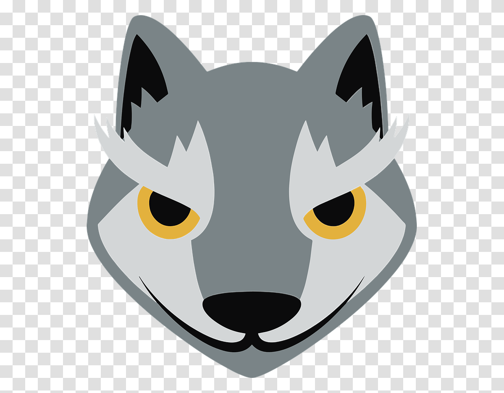 Wolf Emoji Animals Emoticons Illustration Predator Cute Wolf Face Cartoon, Mammal, Bird, Stencil Transparent Png