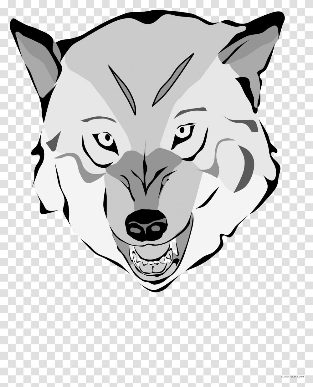 Wolf Face Animal Free Black White Clipart Images Clipartblack, Mammal, Stencil, Drawing Transparent Png