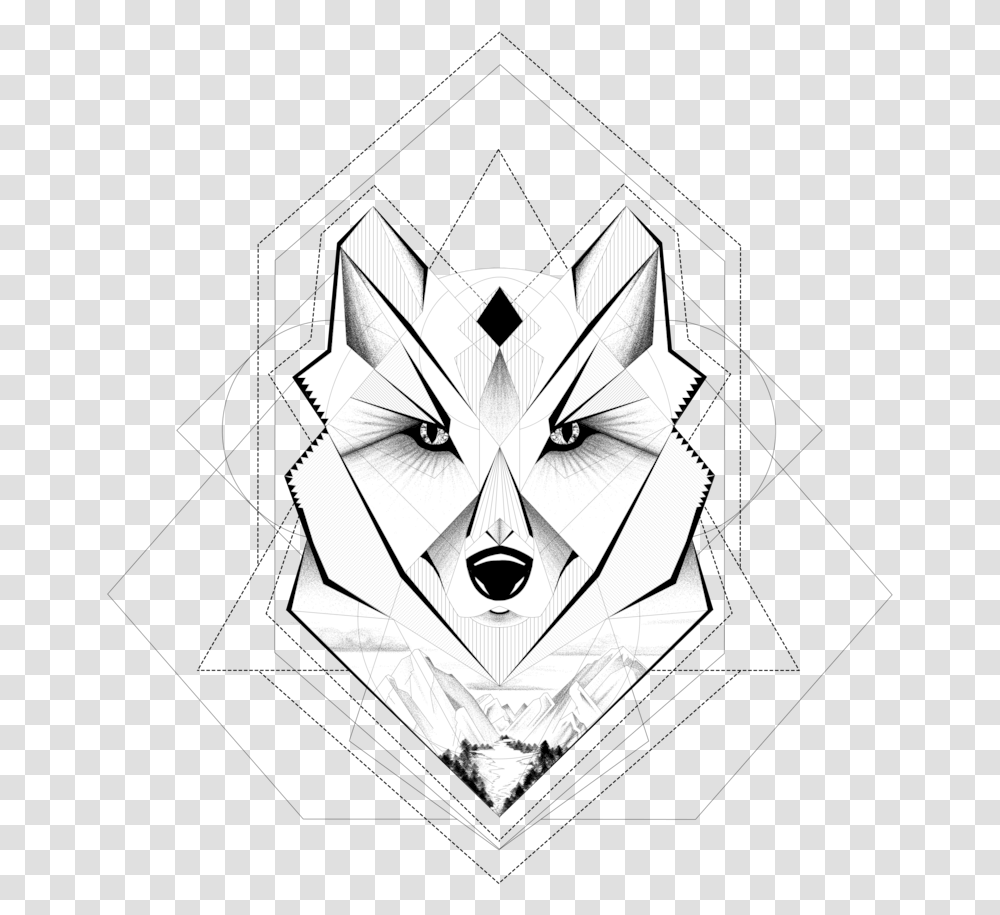 Wolf Geometric Simple Geometric Wolf Tattoo, Paper, Diamond, Gemstone Transparent Png