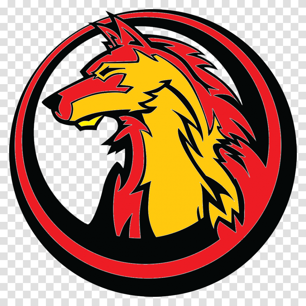 Wolf Logo Red And Yellow Wolf, Dragon, Emblem Transparent Png