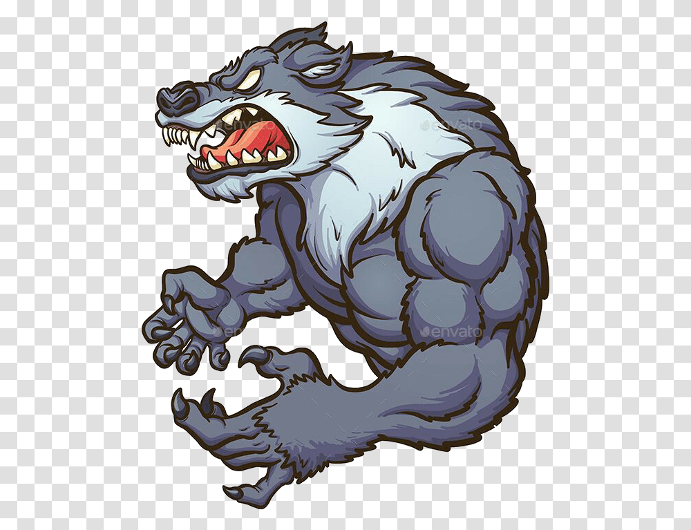 Wolf Werewolf Lobo Sticker By Angry Wolf Wolf Cartoon, Animal, Reptile, Painting, Dragon Transparent Png