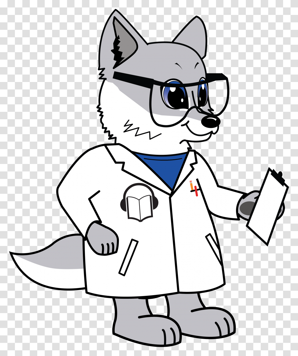 Wolfie Wearing A White Lab Coat Safety Glasses And, Scientist, Sunglasses, Accessories, Accessory Transparent Png