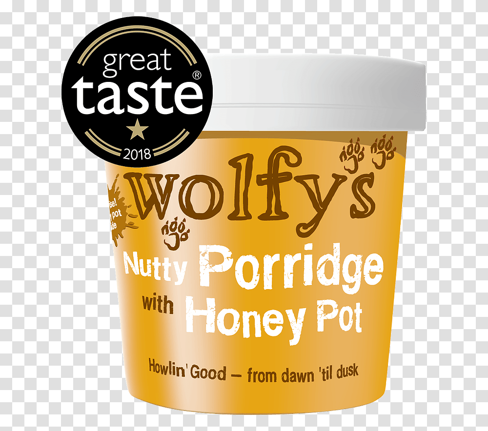 Wolfys Nutty Porridge With Honey Pot Gelato, Label, Food, Plant Transparent Png