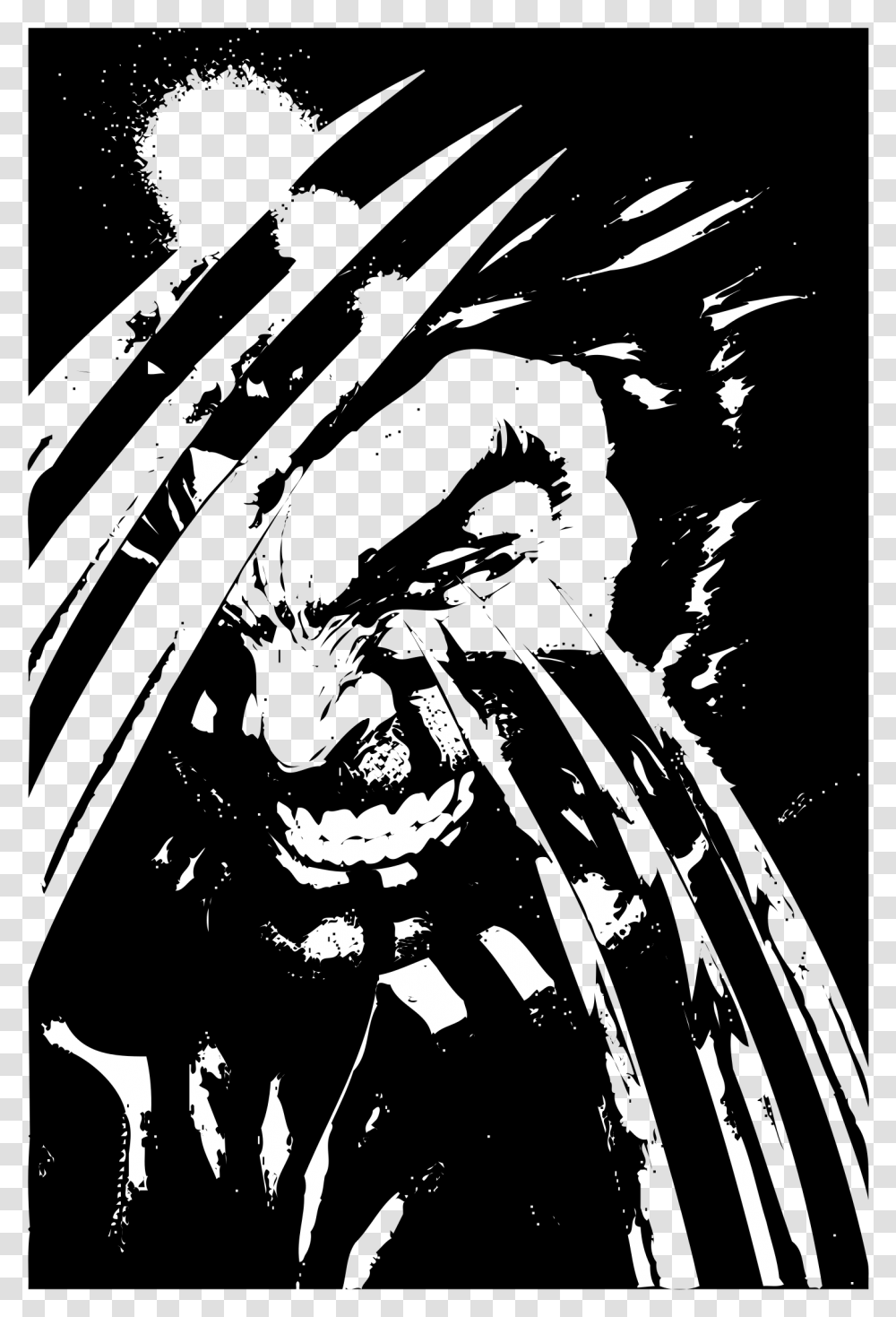 Wolverine Black And White, Stencil, Poster, Advertisement, Hand Transparent Png