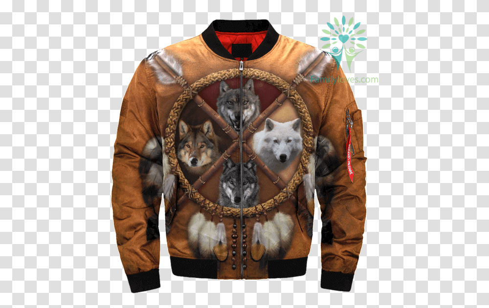 Wolves Dream Catcher Native Over Print Bomber Jacket Jacket Nba, Apparel, Coat, Sweatshirt Transparent Png