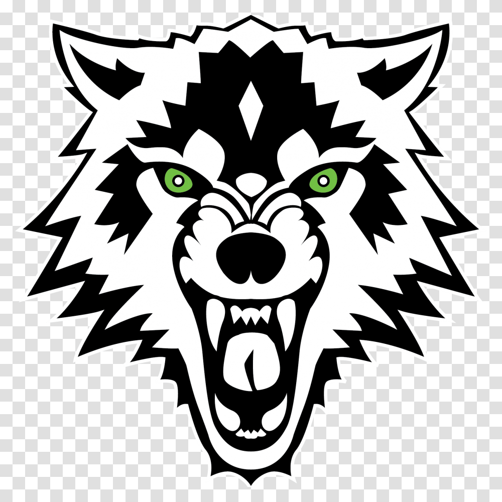 Wolves Field Hockey Logo Wolf Face Clipart Black And White, Stencil, Poster Transparent Png