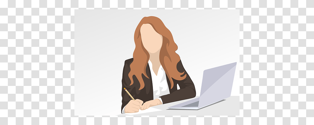 Woman Sitting, Pc, Computer, Electronics Transparent Png