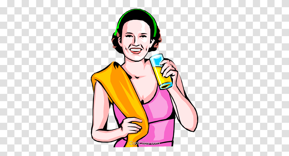 Woman After Workout Royalty Free Vector Clip Art Illustration, Person, Bottle, Face, Tin Transparent Png