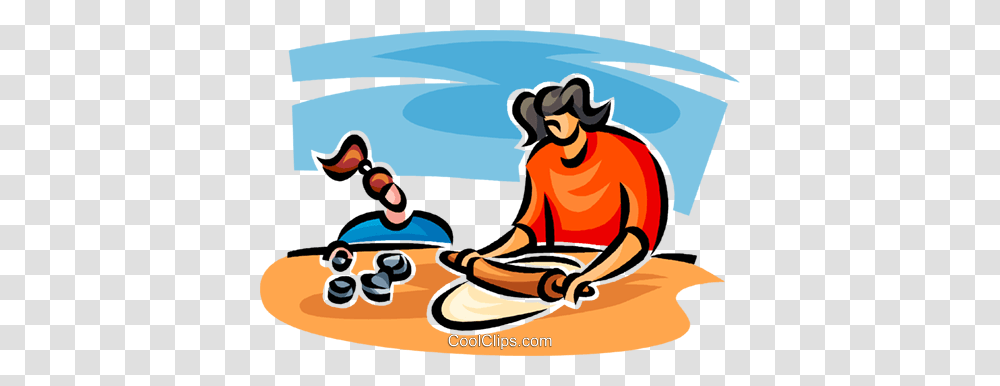 Woman And Daughter Cooking Royalty Free Vector Clip Art, Poster, Outdoors, Water, Nature Transparent Png