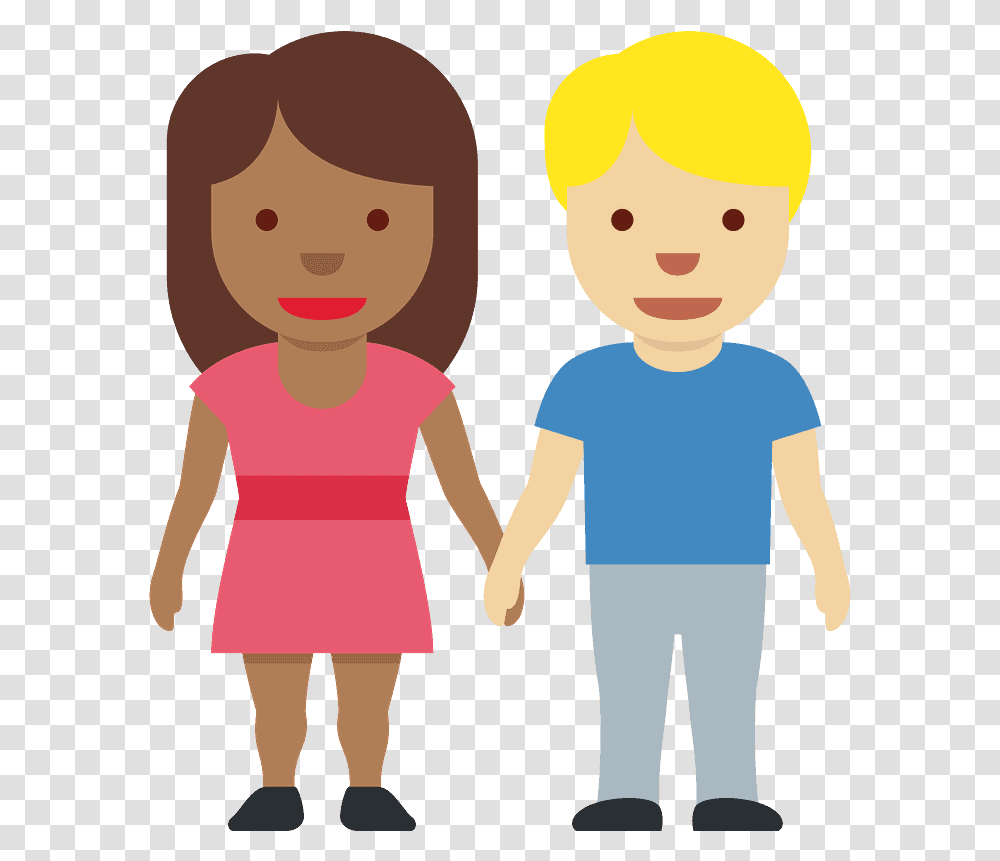 Woman And Man Holding Hands Emoji Clipart Free Download Dark Skin And Light Skin Vetor, Person, Human, People, Girl Transparent Png