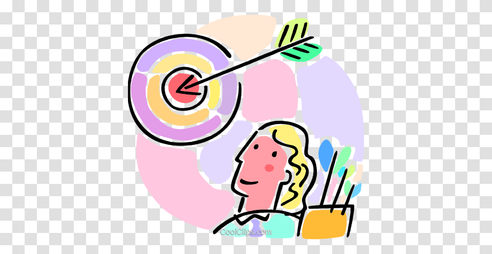 Woman Archer With An Arrow And Target Royalty Free Vector Clip Art, Drawing, Doodle, Face Transparent Png