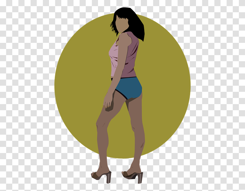 Woman Attitude Posture Person Concentration Sexy Cartoon, Shorts, Back, Sleeve Transparent Png