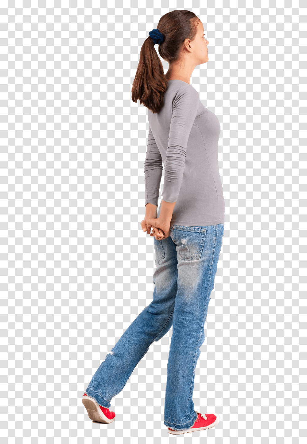 Woman Back View Download Woman Standing Back, Apparel, Pants, Person Transparent Png