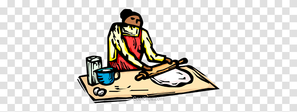 Woman Baking With A Rolling Pin Royalty Free Vector Clip Art, Person, Human, Kneeling Transparent Png