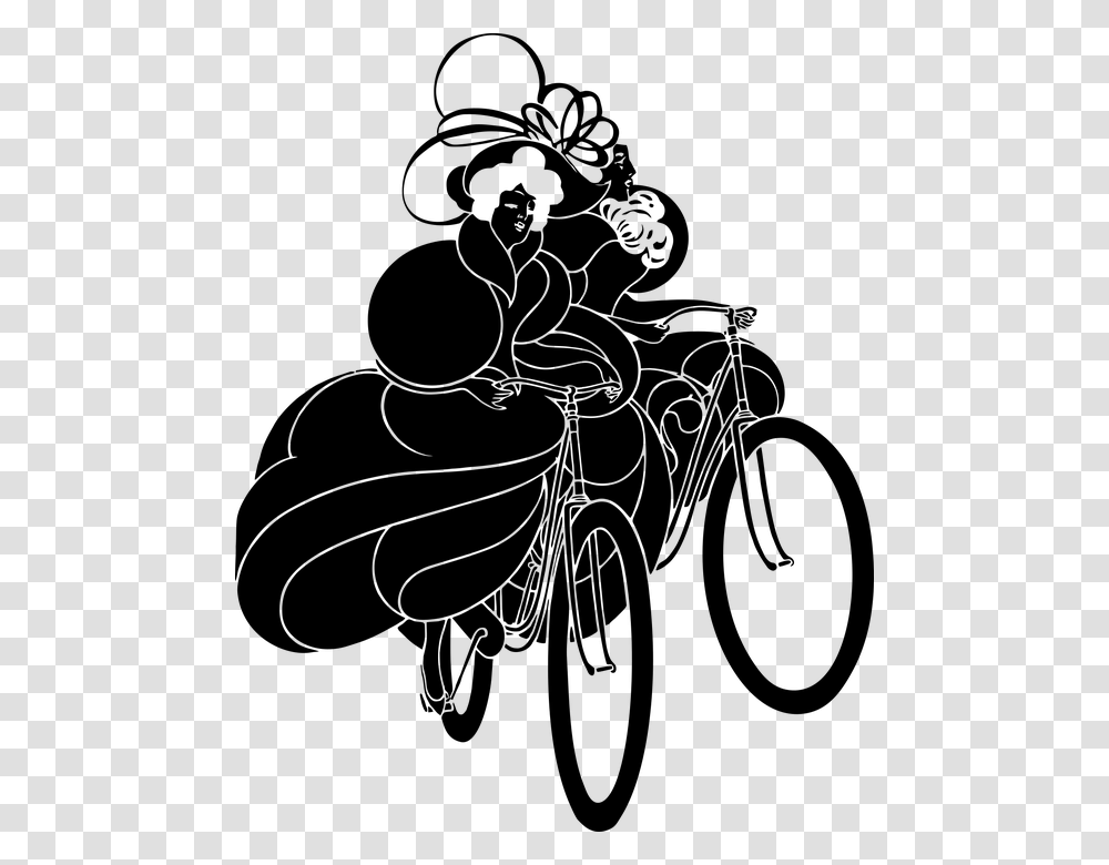 Woman Bicycle Silhouette Women Female Girl Lady Tinh Yeu Xe Dap Vector, Gray, World Of Warcraft Transparent Png