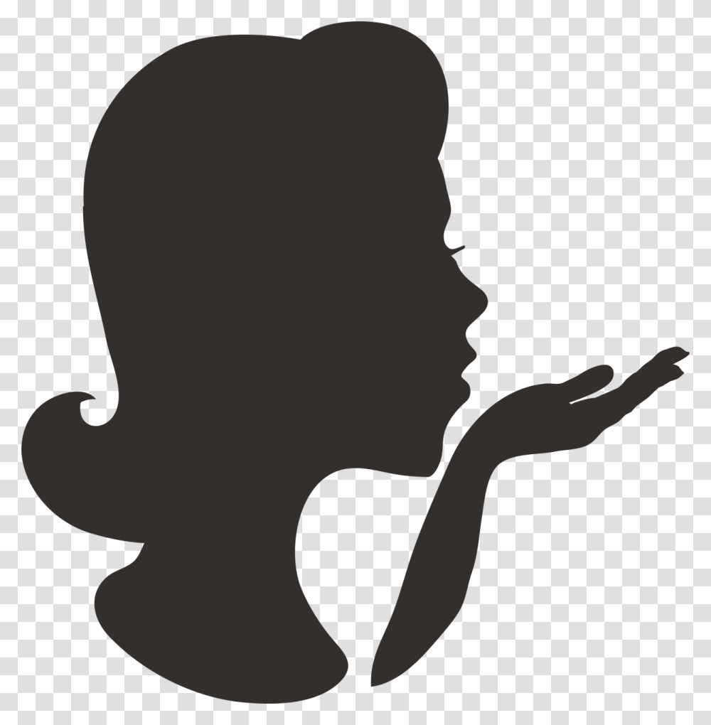 Woman Blowing Kiss Silhouette Svg Cut File Woman Blowing Kiss Silhouette, Person, Human, Baby, Kneeling Transparent Png