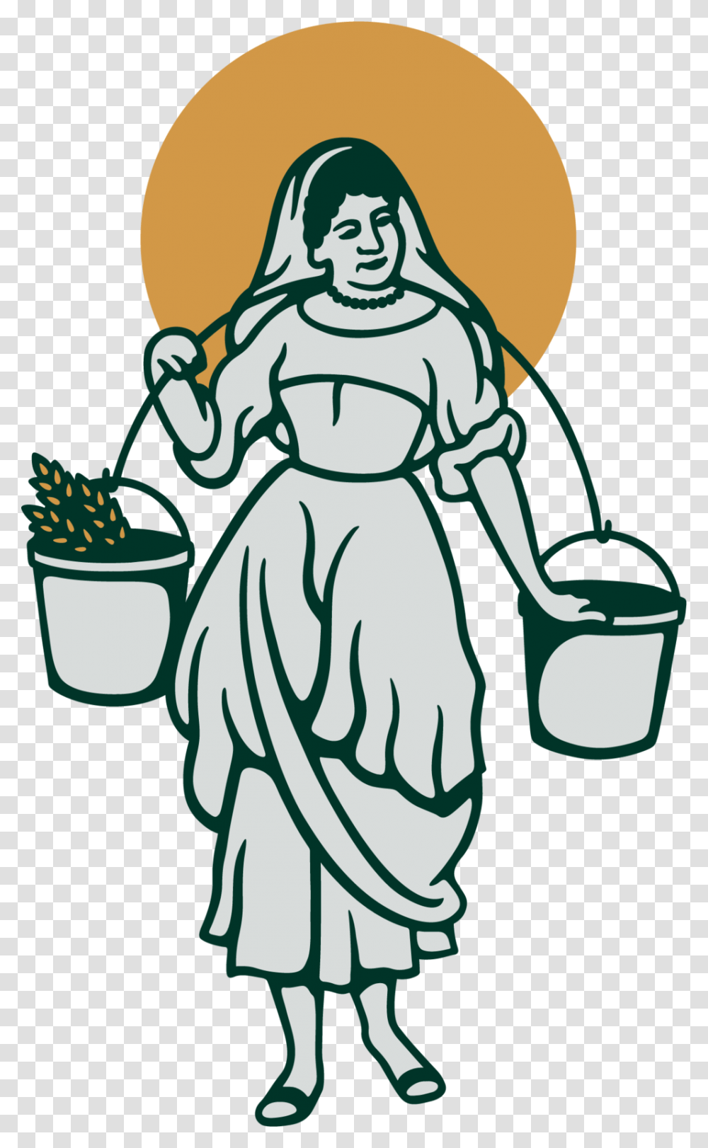 Woman, Bucket, Tin, Watering Can, Stencil Transparent Png