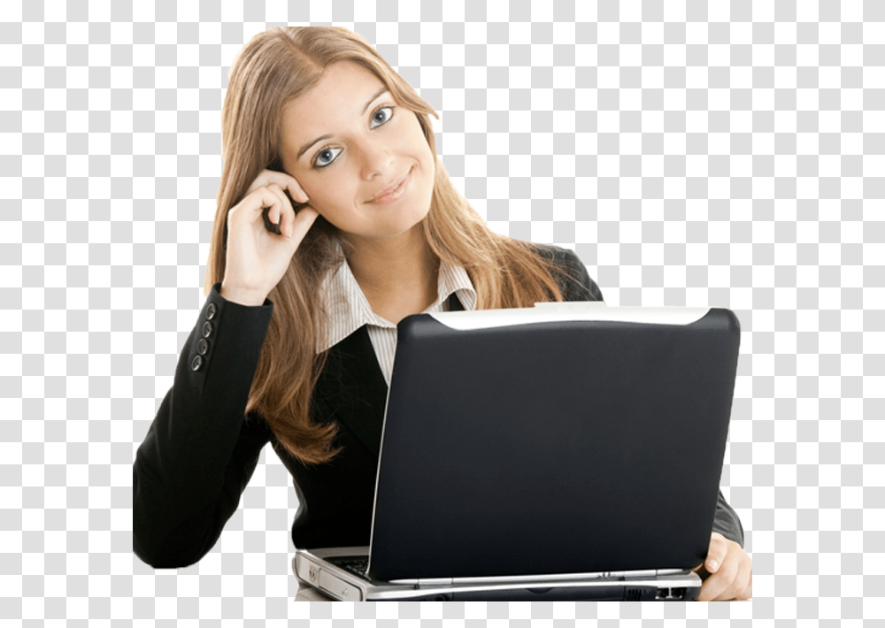 Woman Business, Person, Human, Laptop, Pc Transparent Png