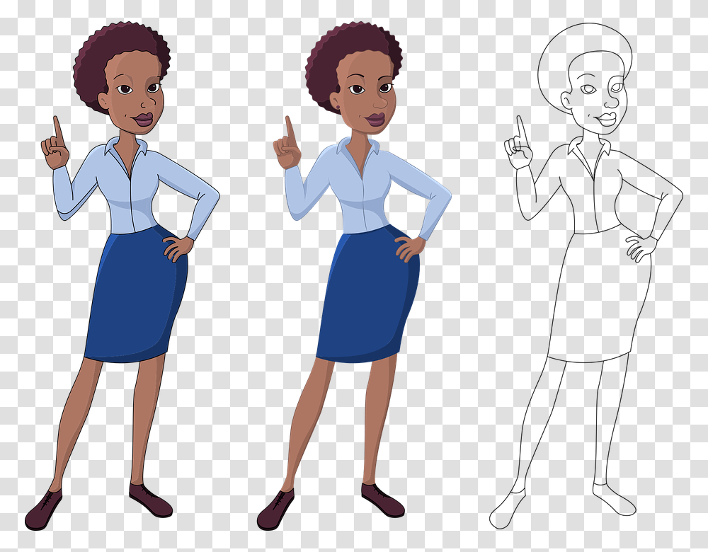 Woman Business Point Hand Up Business Women African Woman Cartoon Character, Person, Female, Girl Transparent Png