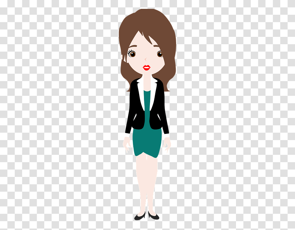 Woman Cartoon Image, Person, Standing, Sleeve Transparent Png