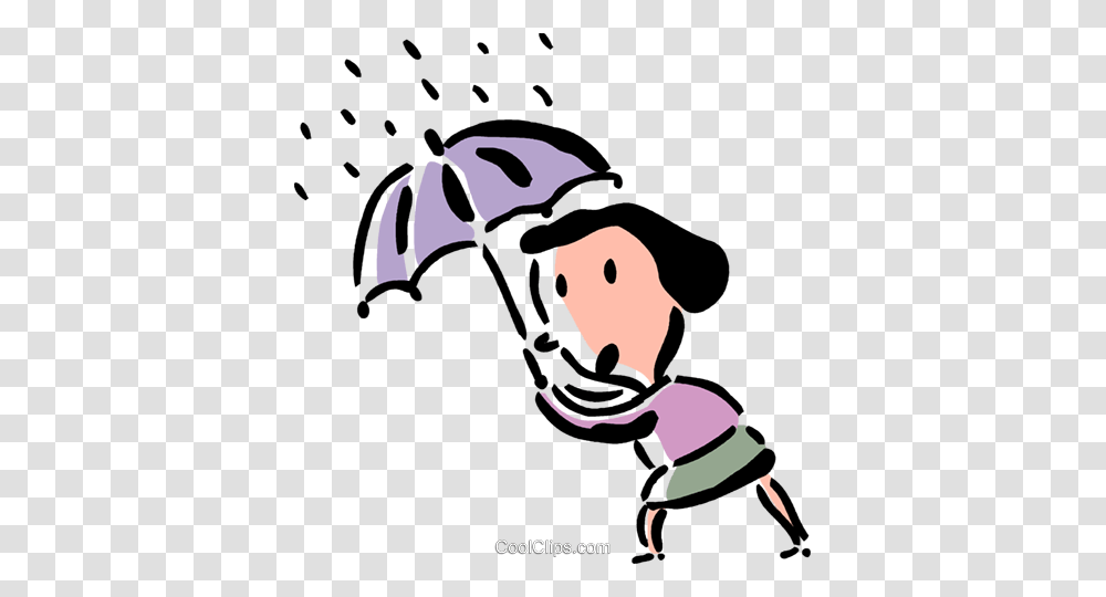 Woman Caught In The Rain Royalty Free Vector Clip Art Illustration, Bird, Animal, Canopy, Silhouette Transparent Png